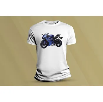 Dětské bavlněné tričko Yamaha R6 modrá. Bílá velikost 152 (12-13 let)