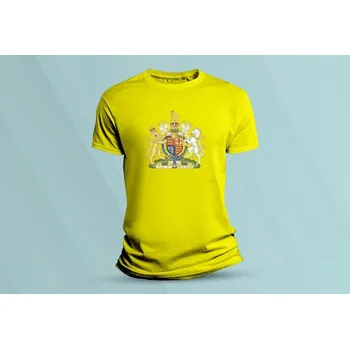 Dětská móda Dětské bavlněné tričko Státní znak Británie. Žlutá velikost 128 (7-8 let)