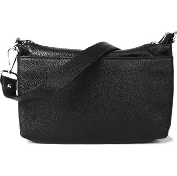 Kabelka ITALSKÉ Dámské černé kožené kabelky crossbody Menzola