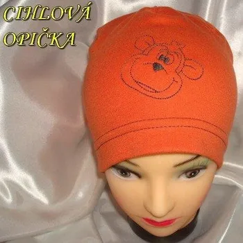 Čepice Betty Mode (ušito v ČR) Jarní/podzimní čepice cihlová opička obvod 50-53 cm