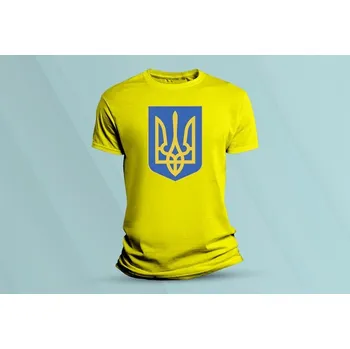 Chlapecké oblečení Dětské bavlněné tričko Státní znak Ukrajiny. Žlutá velikost 104 (3-4 roky)