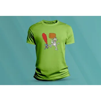 Chlapecké tričko Dětské bavlněné tričko Itchy a Scratchy. velikost S Lime