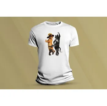 Dětské bavlněné tričko Kocour v botách 2. Bílá velikost 116 (5-6 let)