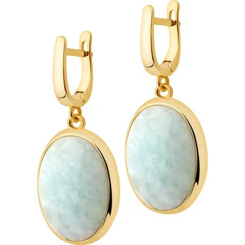 Náušnice Pozlacené náušnice z mosazi s amazonity - AR536-8606