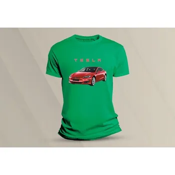 Dětské bavlněné tričko Tesla S. velikost 116 (5-6 let) Zelená