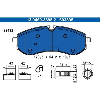 Brzdová destička Sada brzdových destiček, kotoučová brzda ATE 13.0460-3895.2