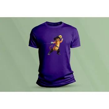 Chlapecké tričko Dětské bavlněné tričko Kocour v botách. velikost 116 (5-6 let) Purpurová