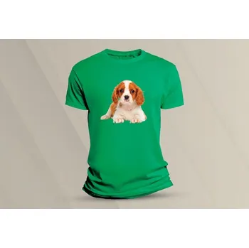 Dětské bavlněné tričko Kavalír King Charles španěl. velikost 128 (7-8 let) Zelená