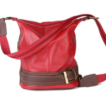 Kabelka ITALSKÉ Dámské kožené kabelky na rameno bordo s hnědou Alena