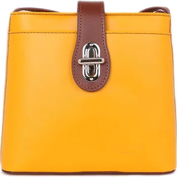 ITALSKÉ Dámské kožené kabelky Vera Pelle žluté s hnědou Pandora