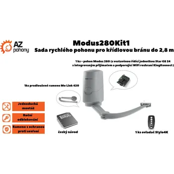 Modus280Kit1 - sada rychlého pohonu pro křídlovou bránu do 2,8 m