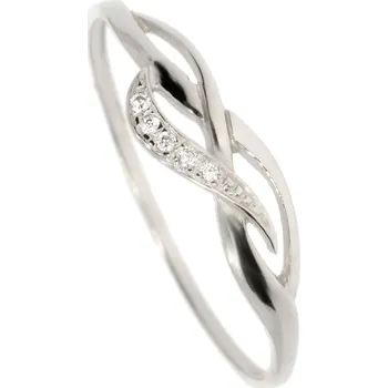 Prsten Zlatnictví Helios Prstýnek z bílého zlata se zirkony Velikost: 56, Váha: 0,95g