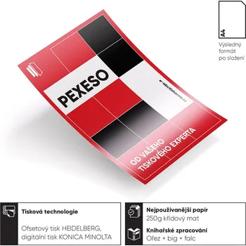 Pexeso Pexeso 50 Barevné oboustranné - 4/4 (CMYK) 4 strany (1 lom) A4 na výšku 250 g/m² ofsetový běžný