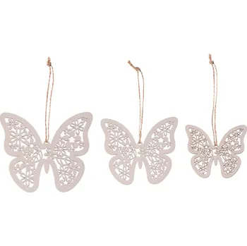 Vánoční ozdoba Autronic Motýl dřevěný - závěs. Cena za 1 sáček - 3ks motýlů. - KLA703 WT