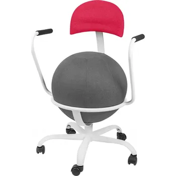 Jídelní židle Balónová židle PRACUJ ZDRAVĚ A1+ šedo-červená Výška balónové židle: large XXL od 191 cm, Barva rámu: šedá s područky a čalouněným balónem