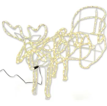 Vánoční dekorace Vánoční dekorace sob se sáněmi, teple bílý, 140 cm