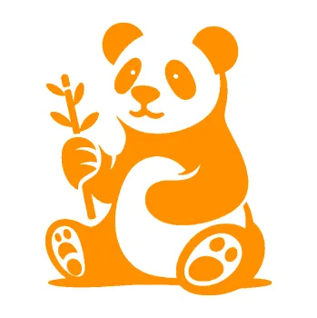 Samolepící dekorace SAMOLEPKA Panda 011 levá s bambusovou větvičkou (06 - oranžová) NA AUTO, NÁLEPKA, FÓLIE, POLEP, TUNING, VLASTNÍ TEXT, TISK, AUTOSAMOLEPKY.cz, POLEPY, OBRÁZEK, LOGO, SAMOLEPKY