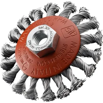 Brusný kartáč SIT Kónický kartáč copánkový - ocel (CZ) M14 14000 0,5 mm 20 18 95 Ocel