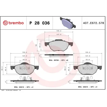 Brzdová destička Sada brzdových destiček, kotoučová brzda BREMBO P 28 036
