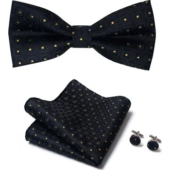 Motýlek Látkový motýlek černý Blackies | Manžetové knoflíčky | Kapesníček Černá