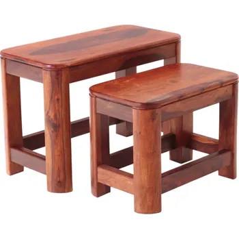 Konferenční stolek AV interiery Designové odkládací stolky Tina z masivu palisandru - sada 2 ks Odstín palisandru: světle medová