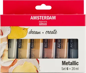 Vodová barva Amsterdam All Acrylics Sada akrylových barev Metallic 6x 20 ml