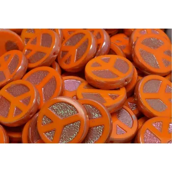 Korálek Ploškované korálky peace 16 mm č. 159