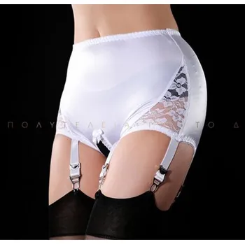 Podvazkový pás Kalhotky s průsřihem a podvazky S-2XL Barva/velikost: Bílá M/L