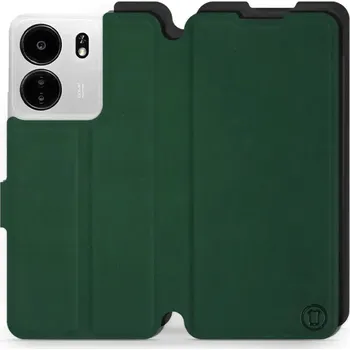 Pouzdro na mobilní telefon Flipové pouzdro Mobiwear Semiš - Xiaomi Poco C65 - Zelené & Černé (Knížkové semišové flip pouzdro, obal, kryt na mobil Xiaomi Poco C65 - Zelené & Černé, materiál semiš + TPU, ochrana 360°, stojánek, silikonová vanička, magnetické zavírání)
