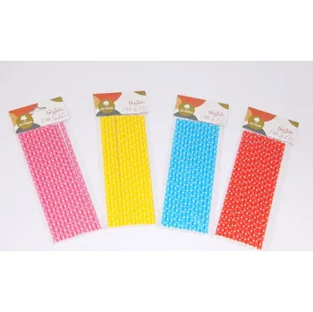 Slámky EKO papírové s puntíky mix barev 12 ks /KG8150/ 177683