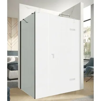 Hüppe Astra Boční stěna pro dveře s protisegmentem, 100 cm, černý profil/sklo Sand Plus PX0504.123.316