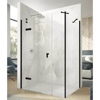 Hüppe Astra Dveře křídlové levé, 140 cm, černý profil/čiré sklo PX0303.123.322