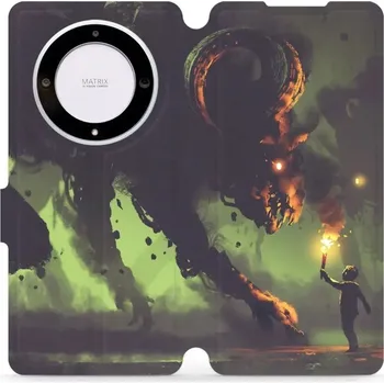 Pouzdro na mobilní telefon Flipové pouzdro Mobiwear - Honor Magic5 Lite 5G - VA08P Příšera a kluk s pochodní (Knížkové flip pouzdro, obal, kryt na mobil Honor Magic5 Lite 5G - VA08P Příšera a kluk s pochodní, materiál Umělá kůže + TPU - ochrana 360°, stojánek, silikonová vanička,)