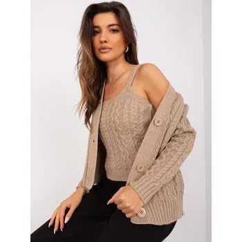 Dámský svetr Badu Dámská souprava Agatha tmavě béžová Univerzální