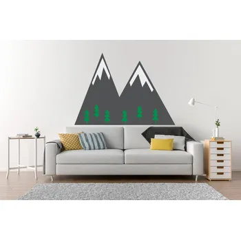 Samolepící dekorace Lepy.cz Samolepka na zeď Hory barevné Velikost (šířka x výška): l20x86cm, Kombinace barev sety: Tmavě šedivá + světle zelená