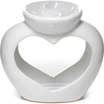 Aroma lampa Aromalampa Srdce bílá - něžný keramický symbol lásky