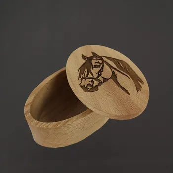 Dárková krabička AMADEA Dřevěná krabička oválná kůň, masivní dřevo, 10 cm, český výrobek