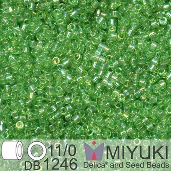 Korálek Korálky Miyuki Delica 11/0. Barva Tr Lime AB DB1246. Balení 5g