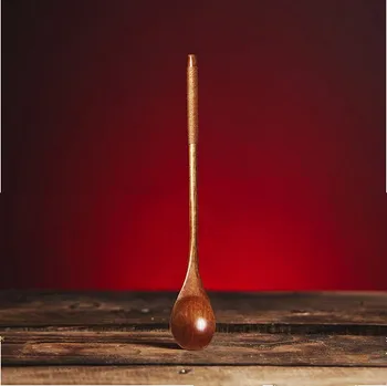 Příbor Kratom World Dřevěná lžička TMAVÁ SE SVĚTLÝM PLETENÍM bez loga