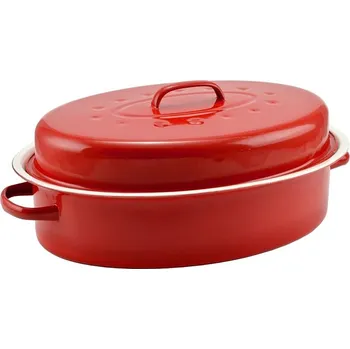 Pekáč smaltovaný s víkem červený 42 x 32 cm