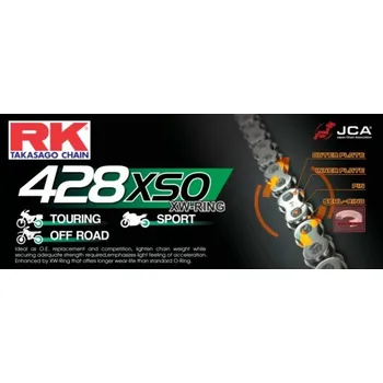 Řetězová sada pro motocykl Řetěz RK 428 XSO, RX-ring, ocelový, 132 článků