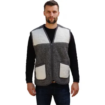 Dámská vesta Wooline Vesta z ovčí vlny Alpen Zip bez límce tmavě šedá Velikost: 2XL
