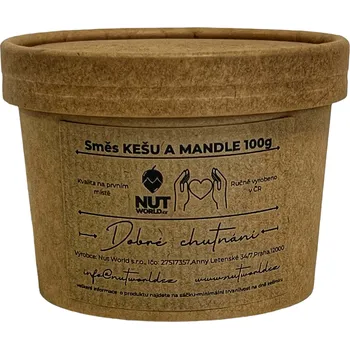 Sušená potravina Nutworld.cz Směs kešu a mandle natural v EKO kelímku 100g