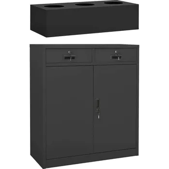Policová skříň vidaXL Kancelářská skříň s květináčem 90x40x125 cm ocel [3095271] Barva: antracitová