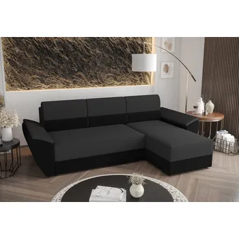 Sedací souprava Rozkládací rohová sedací souprava OPHELIA - tmavě šedá / černá