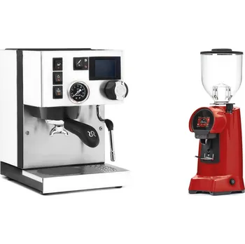 Kávovar Rancilio Silvia BC PID, white + Eureka Helios 65, ferrari red