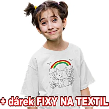 omalovánky Dětské tričko k vymalování - Kotě + 6ks Fixy na textil