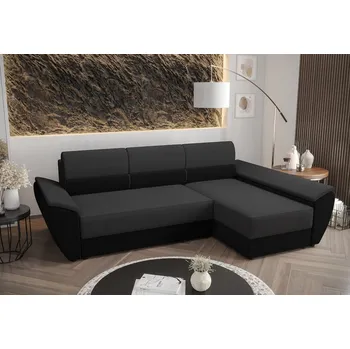 Sedací souprava Rohová sedací souprava na každodenní spaní OPHELIA - tmavě šedá / černá