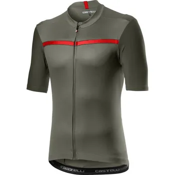 cyklistický dres Castelli - pánský dres Unlimited, forest gray/red Velikost: XL