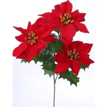 Vánoční dekorace Vánoční hvězda 3 květy, červená